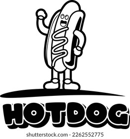 Vector cute hotdog cartoon vector icon illustration food object icon concept isolated flat