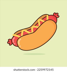 vector cute hotdog waving hand cartoon vector icon illustration food object icon concept isolated premium