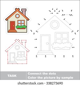 Vector Cute house to be traced by numbers. Dot to dot game. Connect dots for numbers.