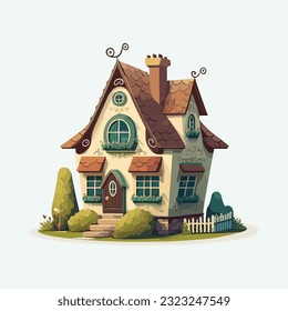 vector cute house cartoon style