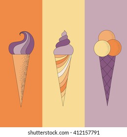 Vector cute ice cream horns