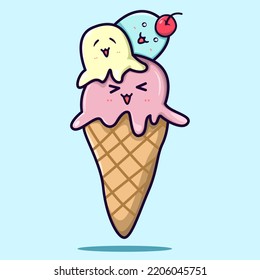Vector cute ice cream illustration