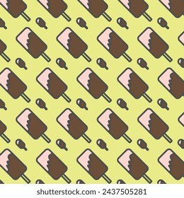 Vector cute ice cream seamless pattern. background template