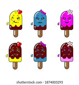 Vector cute icon of doodle ice cream stick