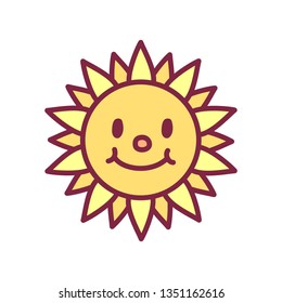 vector cute icon happy yellow sun clip art