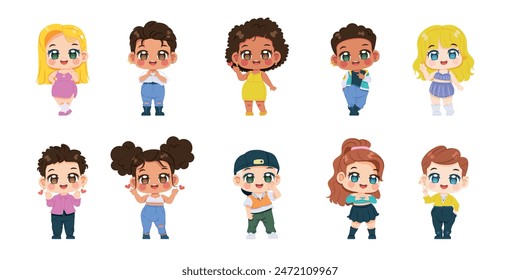 Vector Cute Idol Pop Culture Character Cartoon Set Illustration Isolated