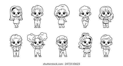 Vector Cute Idol Pop Culture Character Cartoon Set Illustration Isolated