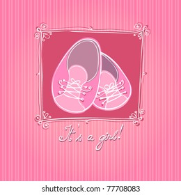 vector cute illustrated doodle Baby arrival card