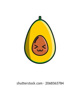 Vektor-süße Illustration von Avocado auf weißem Hintergrund