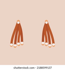 Vector cute illustration with bohemian golden dangle earrings