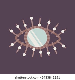 Ilustración linda del vector con el espejo ocular del .boho