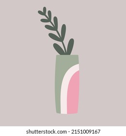 Vector cute illustration with branch in vase and pastel colors