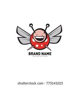 vector cute illustration bug logo, icon, and badge