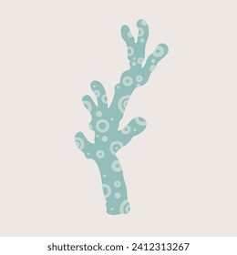 Vector cute illustration with cartoon sea coral and pastel colors