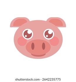 Vector cute illustration in childish cartoon style of a pig. The face of a pig. Avatar Doodle style. Flat art. Vector illustration. Animal. Hand draw. On a white background