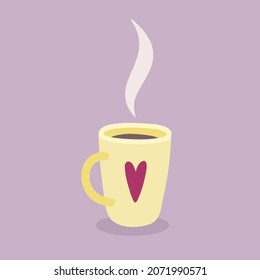 Vector cute illustration with cup of coffee or tea