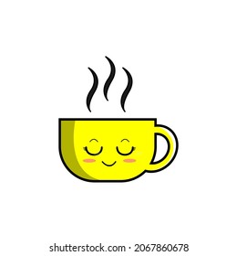  Vector cute illustration cup of tea on white background