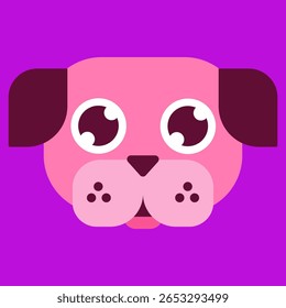 Vector cute illustration of a dog in geometric childish style in blue colors. Clipart. Suitable for topics related to animals, pet stores, children's things
