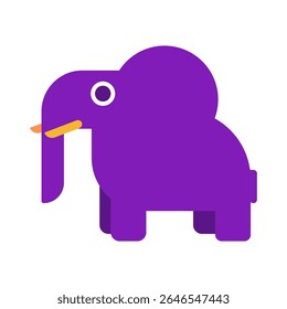 Vector cute illustration of elephant animal on white background. Hand drawn. Flat art. In children's style. Suitable for printing on clothes, decorating a children's room, stickers