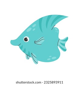 Vector cute illustration of a fun swimming fish on a white background. Baby design concept, cute cartoon character for baby poster. funny sea creature