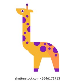 Vector cute illustration of giraffe animal on white background. Hand drawn. Flat art. In children's style. Suitable for printing on clothes, furnishing children's rooms, stickers
