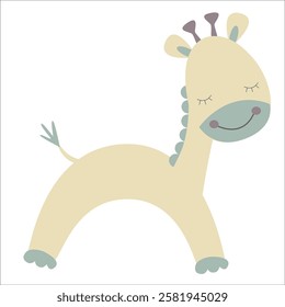 Vector cute illustration of giraffe. Children's toy on white background