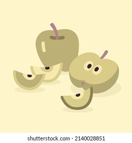 Vector cute illustration with green apple