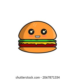 Vector cute illustration of hamburger on white background