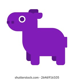 Vector cute illustration of hippopotamus animal on white background. Hand drawn. Flat art. In children's style. Suitable for printing on clothes, decorating a children's room, stickers