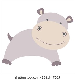 Vector cute illustration of hippopotamus. Children's toy isolated on white background 