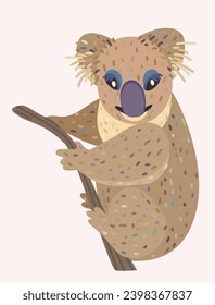 Vector cute illustration of koala isolated on light background.