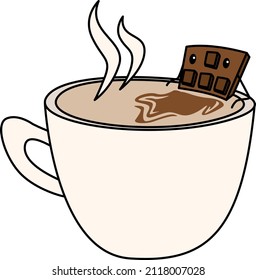 vector cute illustration, mug of hot drink, chocolate, food, sweetness