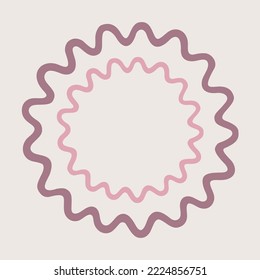 Vector cute illustration with pink wavy line circle