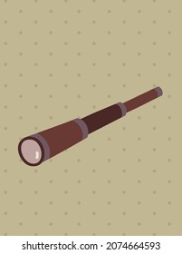 Vector cute illustration with pirate Spy glass and background texture