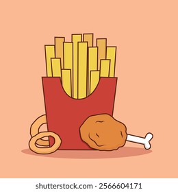 vector cute illustration of a portion of french fries 