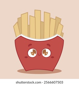 vector cute illustration of a portion of french fries smiling