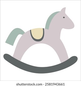 Vector cute illustration of rocking horse. Children's toy on white background