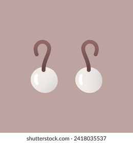 Vector cute illustration with with simple pearl earrings