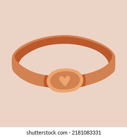 Ilustración vectorial linda con un simple anillo dorado romántico y forma del corazón