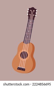 Vector cute illustration with small acoustic guitar