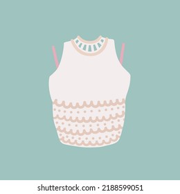 Vector cute illustration with summer white woman top wear