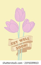 vector cute illustration with a tulip and a wish for advertising banners or a postcard 