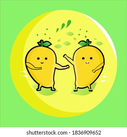 vector cute ilustration manggo pear fres and healtly
