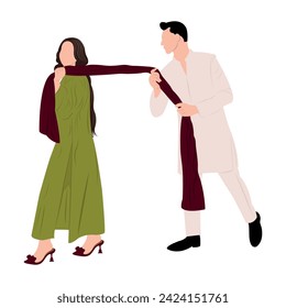 vector cute indian couple cartoon in traditional dress posing for wedding invitation card design