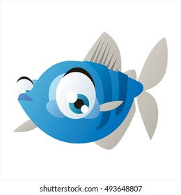 vector cute isolated animal character illustration. Funny aquarium tropical exotic fish