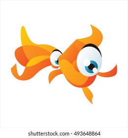 vector cute isolated animal character illustration. Funny aquarium tropical exotic fish