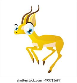 vector cute isolated animal character illustration. Funny Gazelle