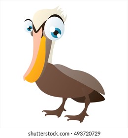 vector cute isolated animal character illustration. Bird. Funny Pelican