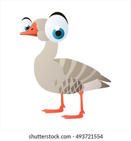 vector cute isolated animal character illustration. Bird. Funny Goose