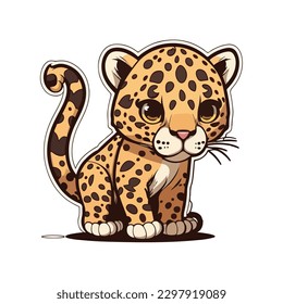 vector cute jaguar cartoon style
